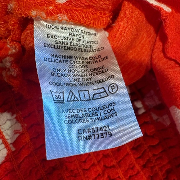 Ann Klein Floral Flutter Smocked Peplum Top orange women’s size M - Picture 7 of 10